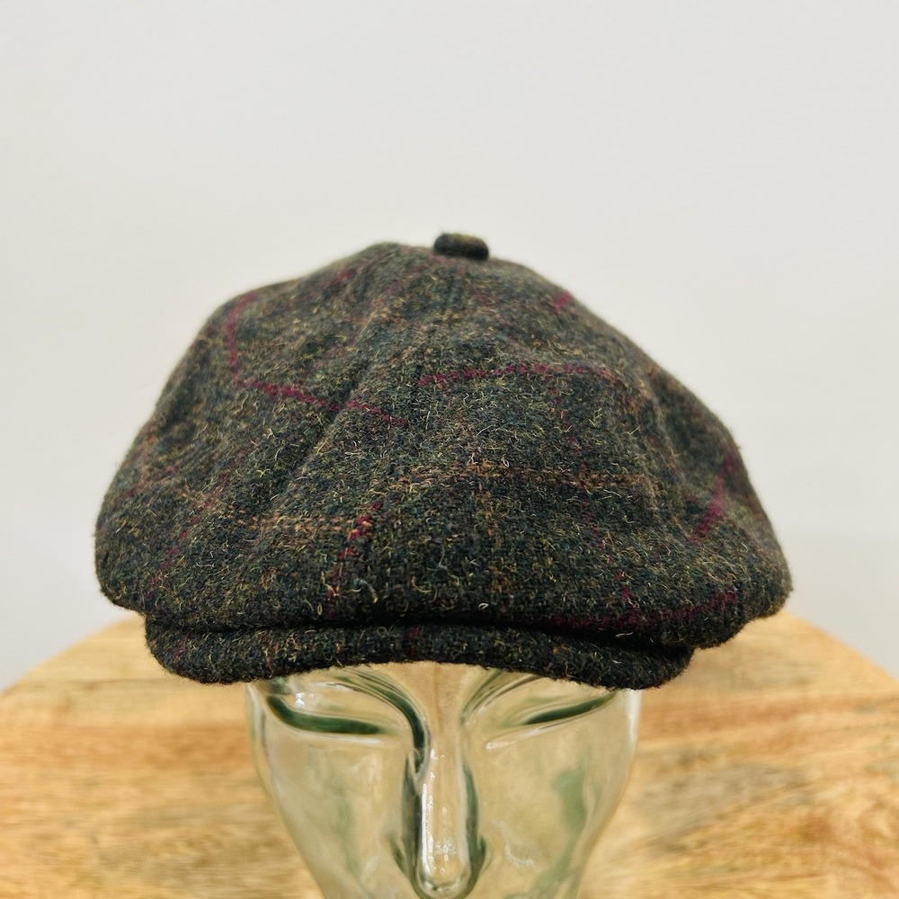 Heritage Tradition Flat Cap Green Plaid Wool Blend Cap Hat Newsboy Men's L/XL